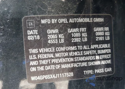 2018 Buick Regal Sportback Essence from USA, damaged, VIN W04GP6SX4J1117528